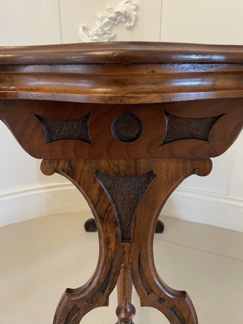 Antique Victorian Quality Burr Walnut Shaped Centre Table - Image 9